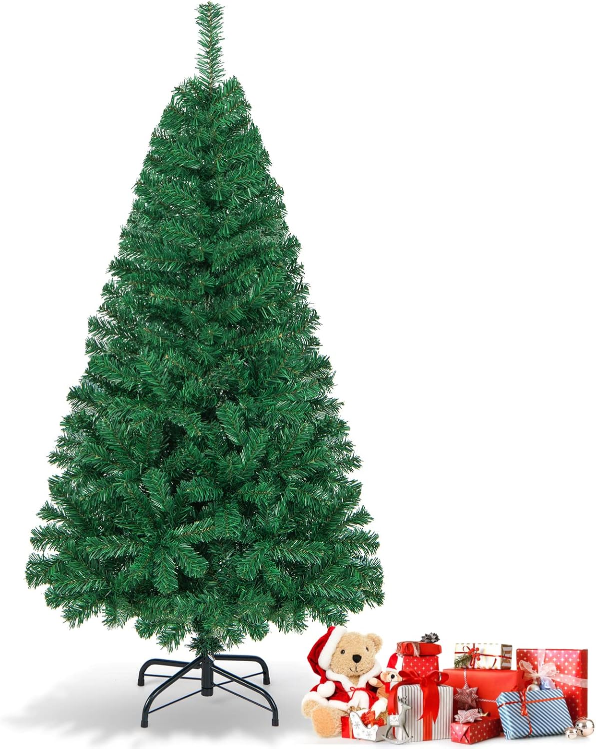 GYMAX 5FT/ 6FT/ 7FT/ 8FT Artificial Christmas Tree, Traditional Green
