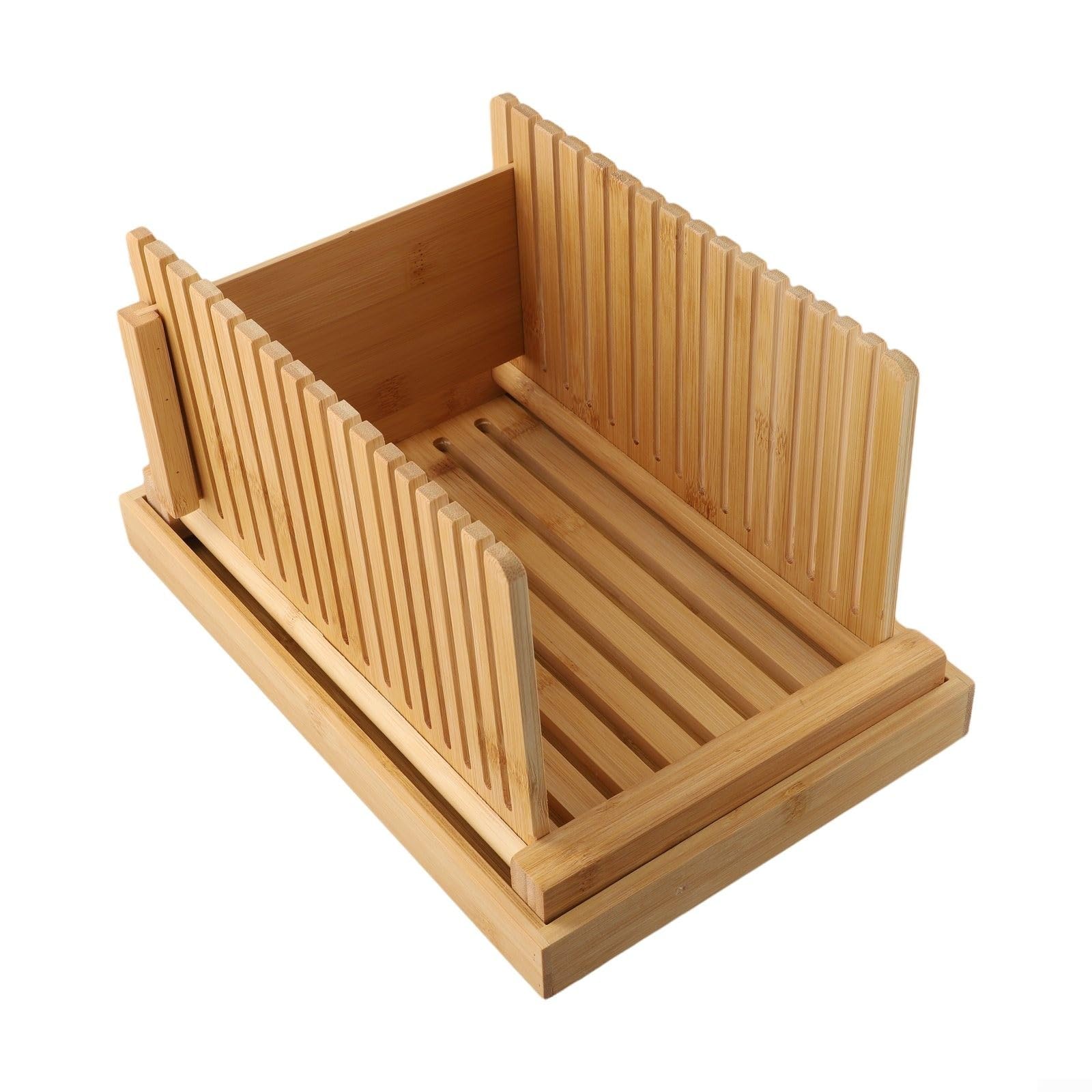 Affetta pane in legno per pane fatto in casa, regolabile, spessore 0,8-2 cm, guida di taglio con base antiscivolo, tagliere pieghevole da cucina per pane, frutta, verdura,