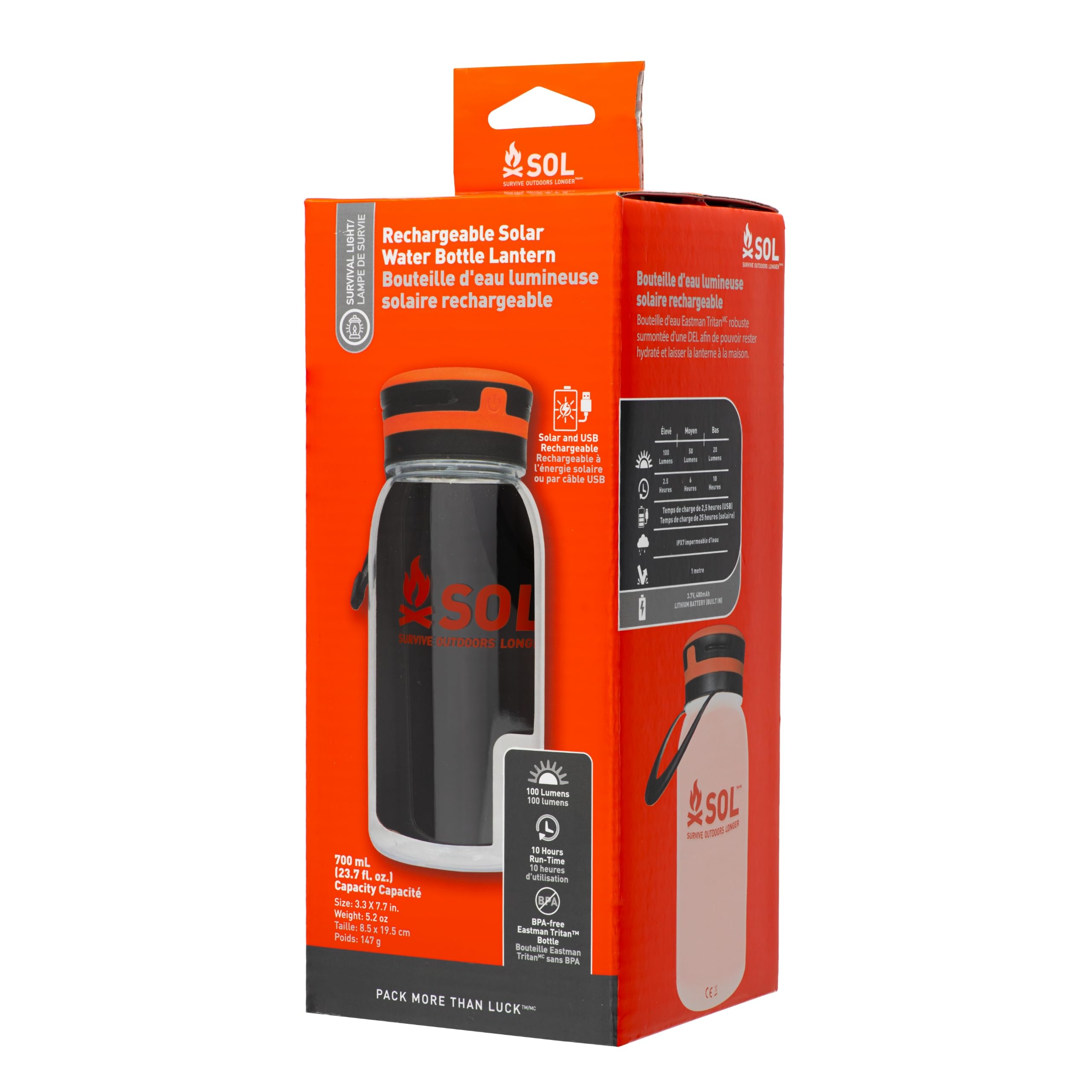 Amazon.com: S.O.L. Venture Rechargeable LED Solar Water Bottle