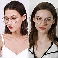 Vista 3 de ANDWOOD Gafas de bloqueo de luz azul para mujeres y hombres, computadora de cara pequeña, bloqueador de luz azul transparente, marco de metal súper