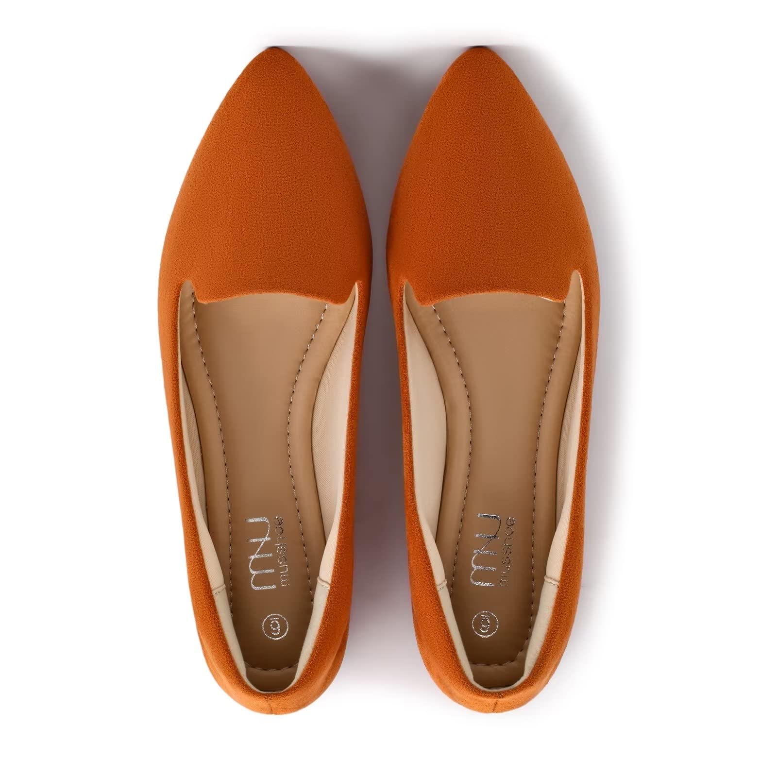 MUSSHOE Flat Shoes Women Comfortable Slip on Women's Flats, Tan Microfiber 10