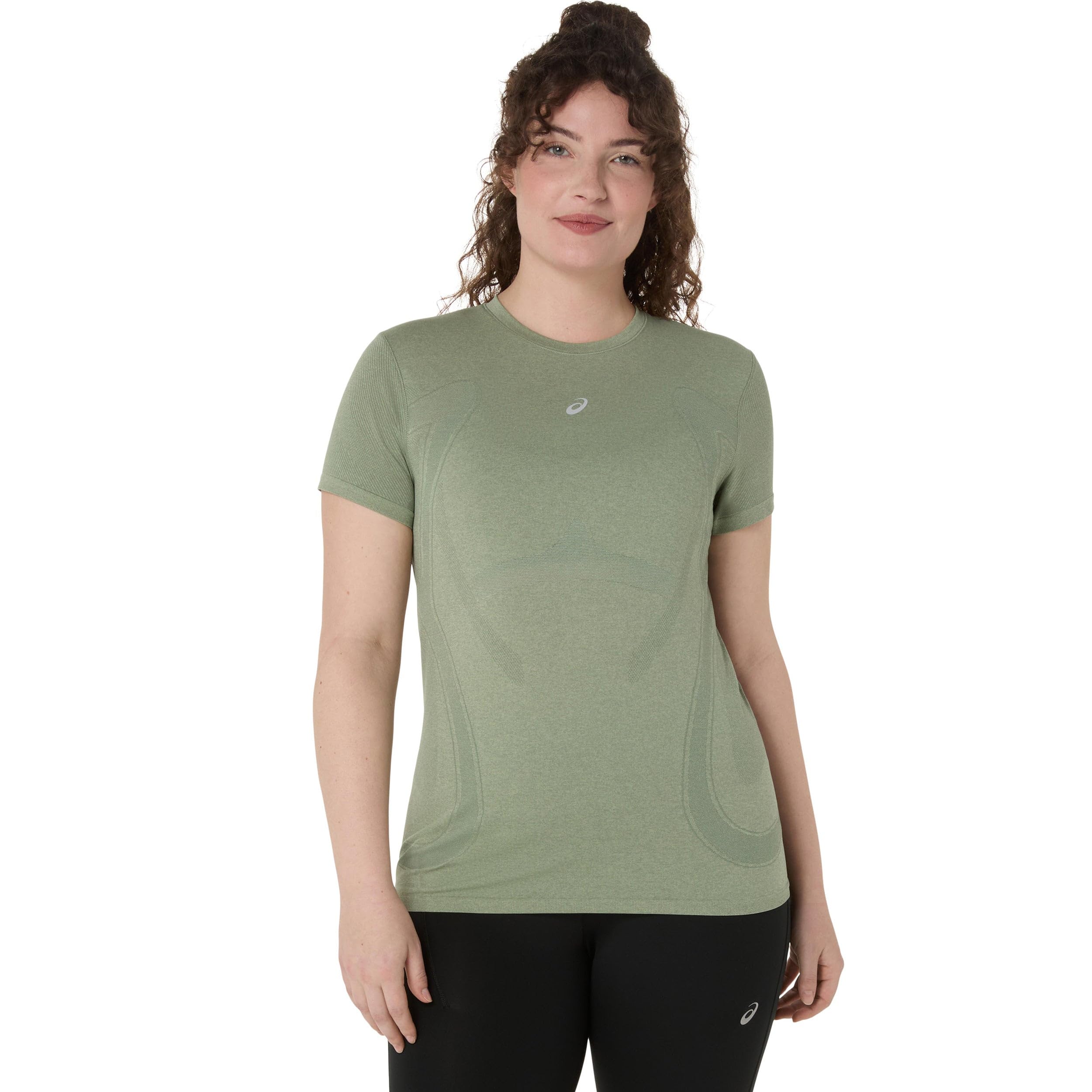 ASICS Road Seamless Laufshirt Damen grau - Lichen Rock/Monument Blue M