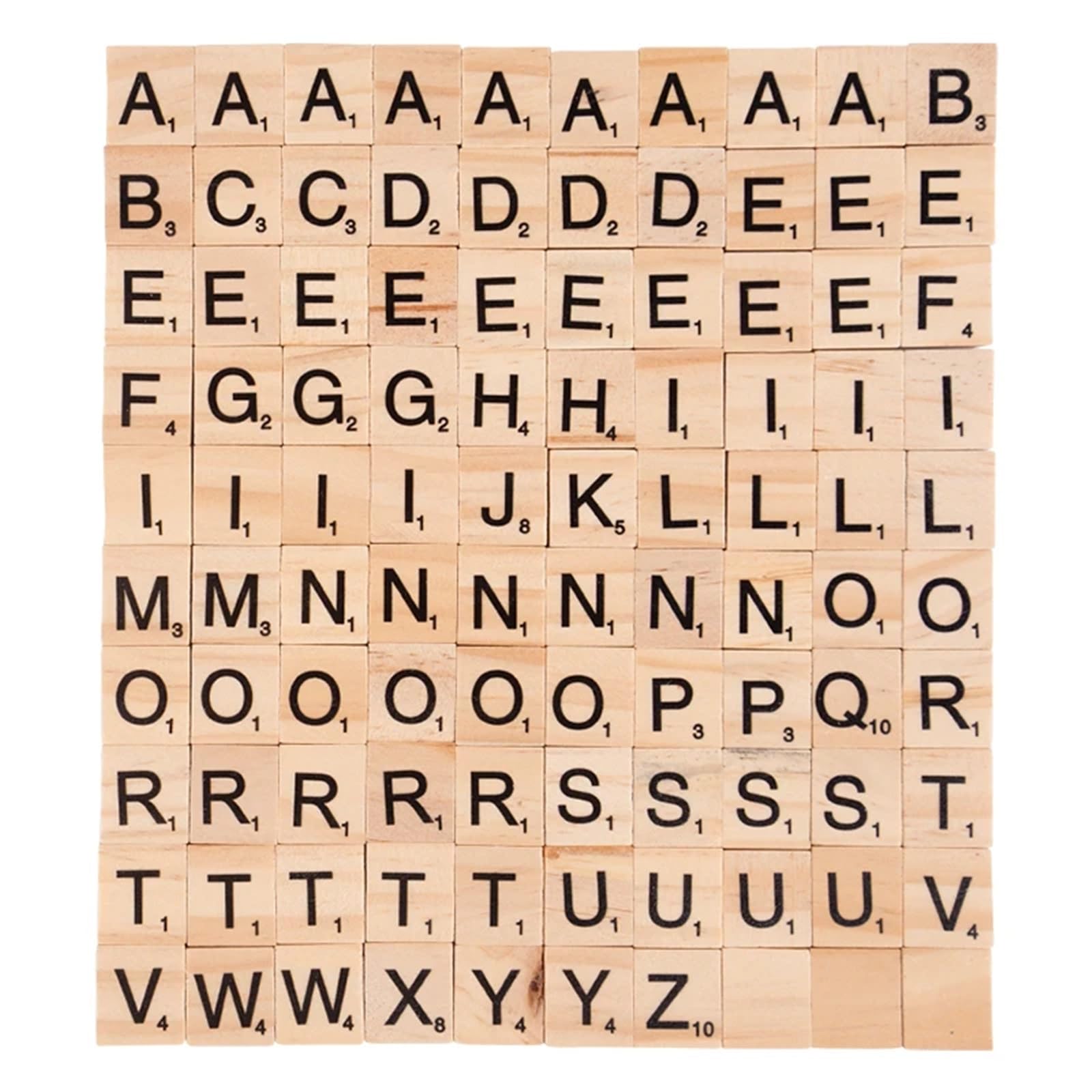 Scrabble-Fliesen, 6 Sets, Holzfliesen, Buchstaben, Alphabet, Zahlen, Holzblock, Lernpuzzle for Kinder, Geburtstag, Party, Geschenke, Weihnachten, for Basteln, Heimwerken(Color01)