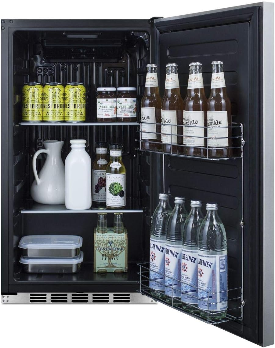 Summit Appliance FF195H34 Commercially Approved ENERGY STAR Certified All-Refrigerator for Built-in or Freestanding Use with Auto Defrost, Stainless Steel Door, Lock and Black Cabinet