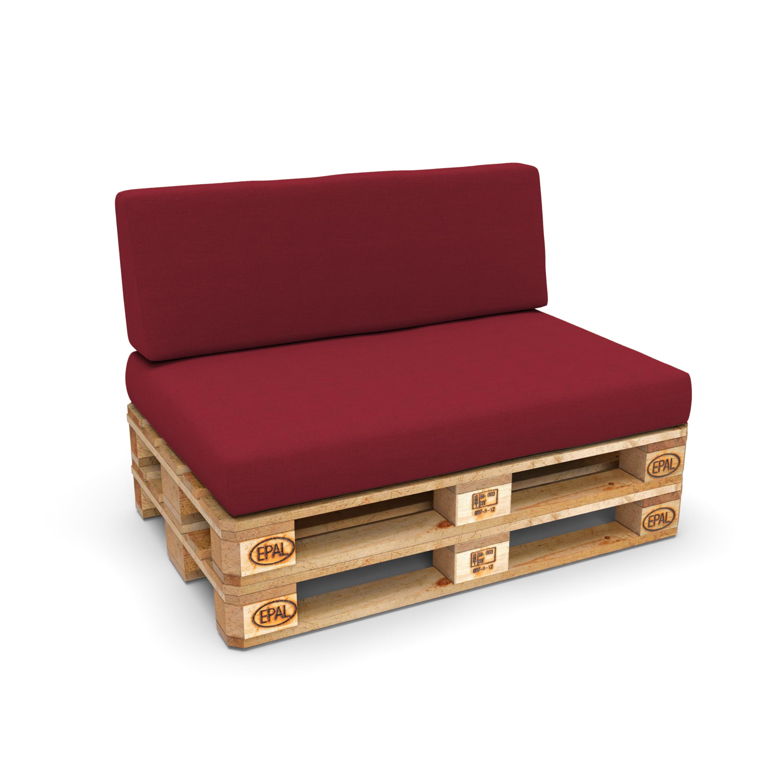 POKAR Euro Pallet Seating Set of 2: 1x seat cushion 120x80cm + 1x back cushion 120x40cm, cold foam, removable covers, Home Garden Furniture DIY, indoor outdoor pillow, without pallets, Beige — view 106