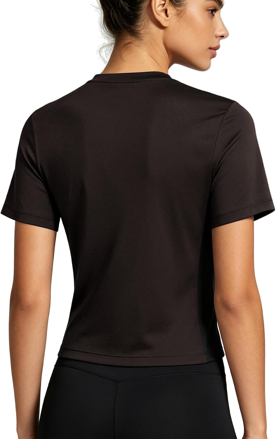 CADMUS Women's Short Sleeve Athletic Crop Top Crew Neck Tee