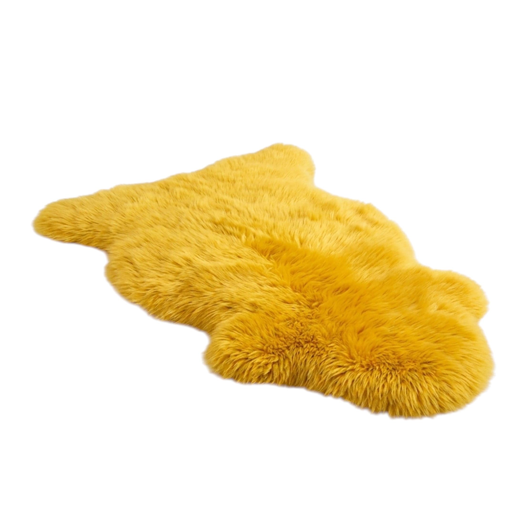 Luxury Genuine Sheepskin Rug – 100% Real Wool Natural Soft Silky Fluffy Hide, Premium Sheepskin Throw for Bedroom, Sofa or Floor, Warm & Breathable Home Décor Accent (90 x 60 cm) (Yellow) — image 1