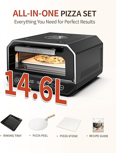 Miniatura 5 de Horno de pizza de interior, hace pizzas de 12 pulgadas en 90 segundos, calienta hasta 850 F horno de pizza de encimera, 6 preajustes de pantalla