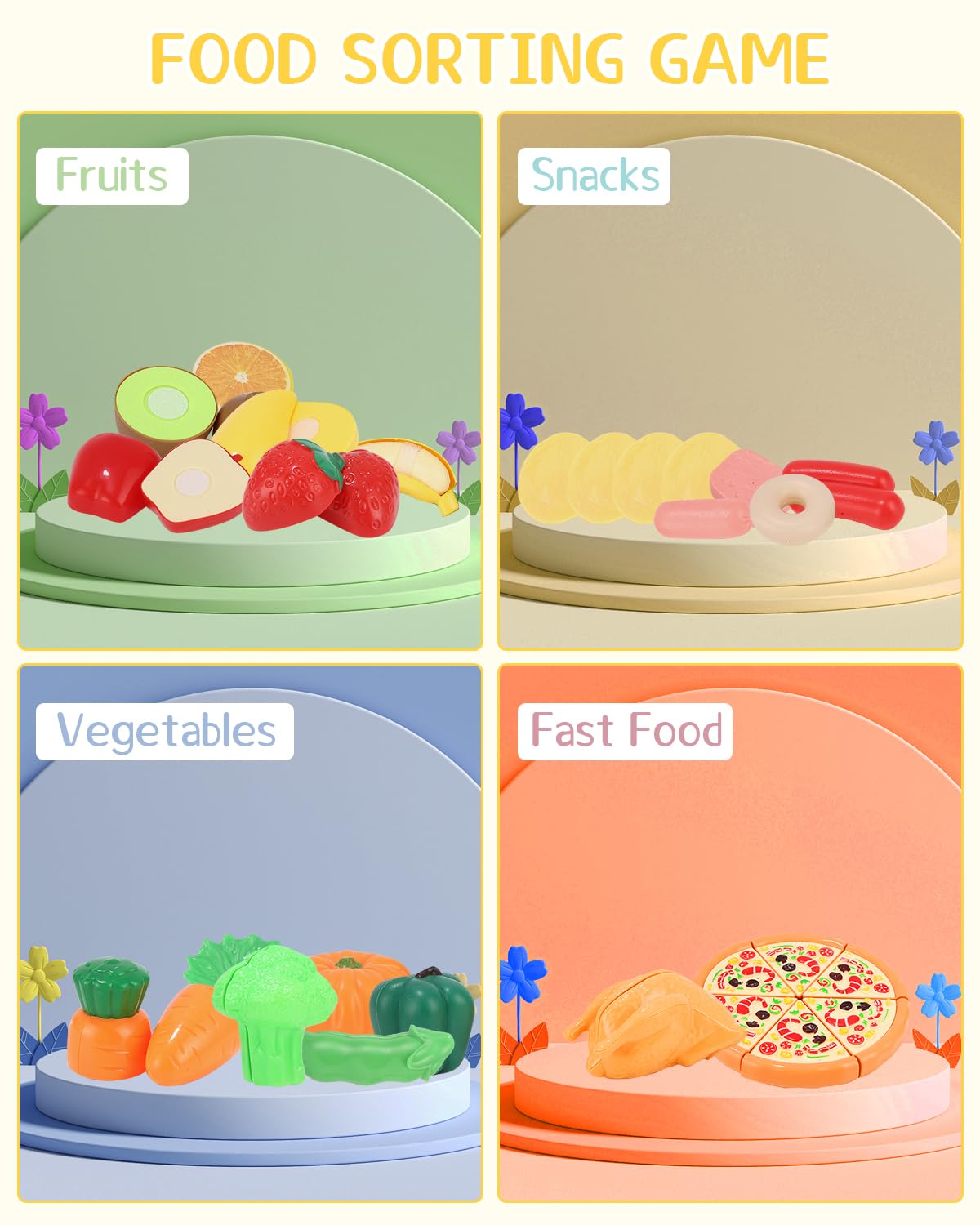 Accessoire Cuisine Enfant Ensemble Dinette Enfant Ustensile Fruits et Légumes Jouet à Couper de Jouet imitant Jeu de Role Chef Kit Cuisine Enfant avec Nourriture Jouet Couteau