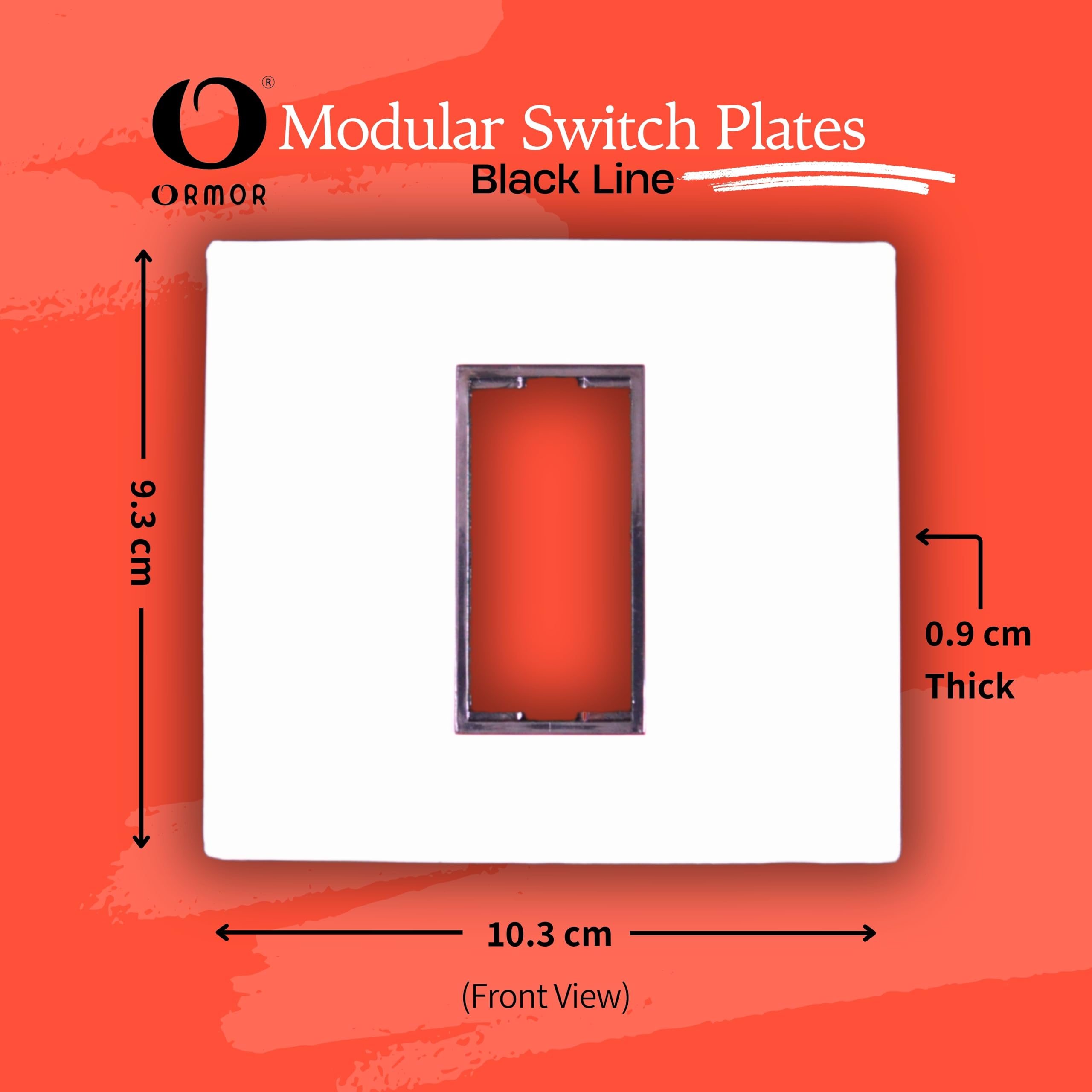 ORMOR Modular Switch Plates (1 Module,White,Pack of 10) Black Line Glossy Premium Polycarbonate Plate with cover for Universal Standard Modular Electrical Switches 1