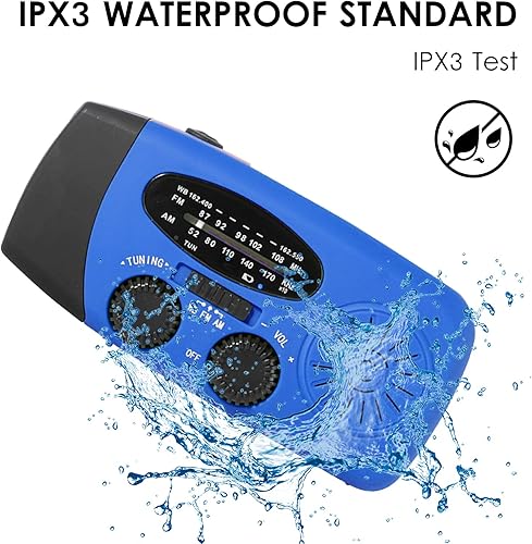 Miniatura 3 de SIMBAE Manivela de energía solar Radio de emergencia Radio de emergencia Manivela de mano Radio meteorológica solar AMFMNOAA Radio meteorológica de