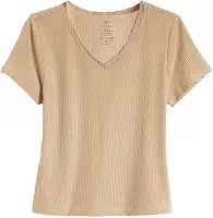 Blusa Blusinha Feminina T Shirt Canelada Manga Curta Gola V