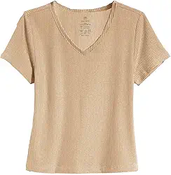 Blusa Blusinha Feminina T Shirt Canelada Manga Curta Gola V