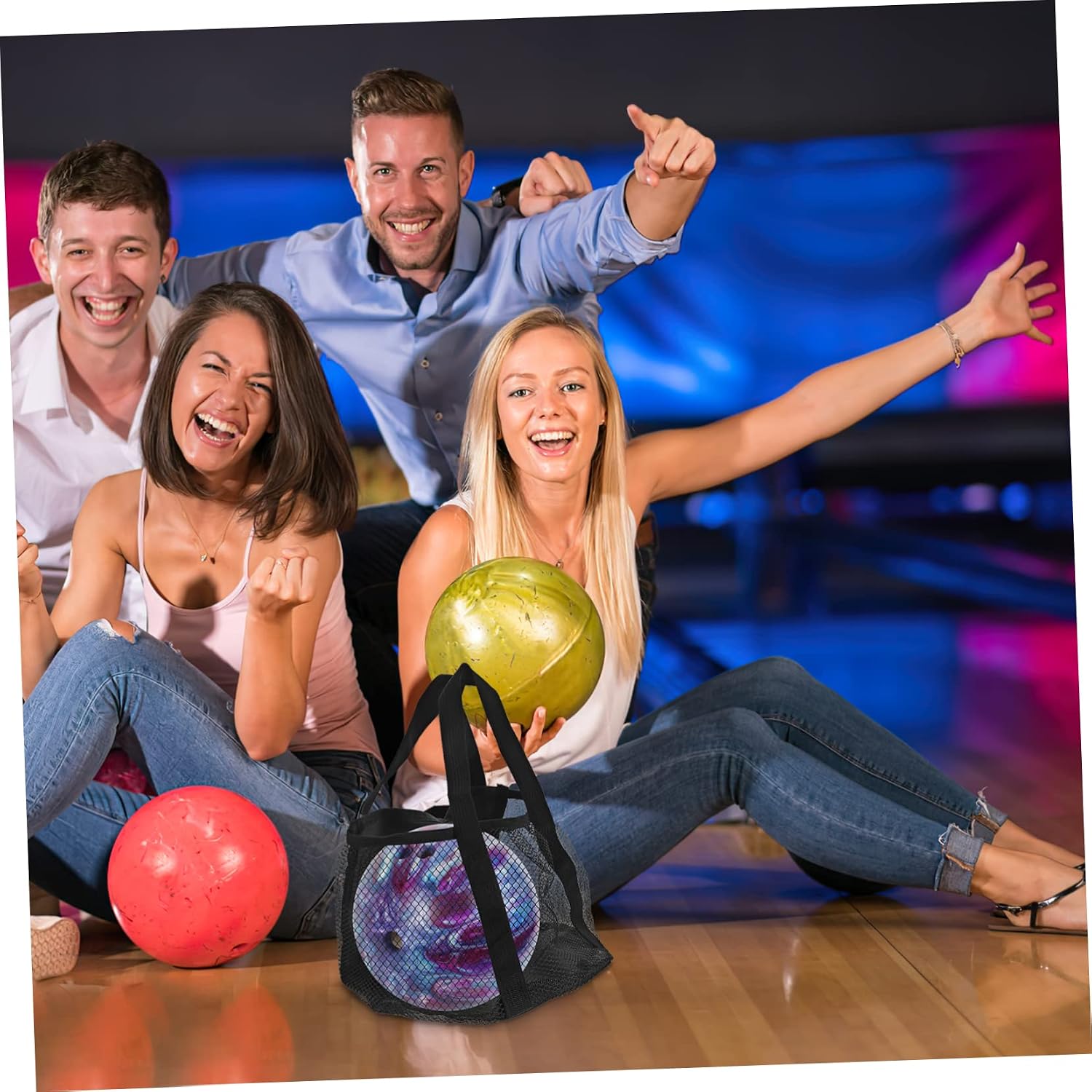 Single Bowling Bag with Mesh Design Sports Tote for Bowling Balls Pouch for Team and School Use Multi Function Carrier