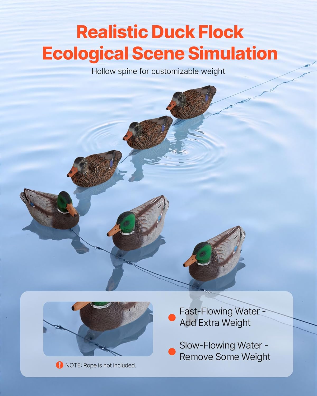 VEVOR Hunting Decoys, Outdoors Decoy for Hunting, Durable Material with Ultra Realistic Paint, for Pool, Pond, Lake, Garden Yard Decoration, Foldable，Easy to Carry and Use