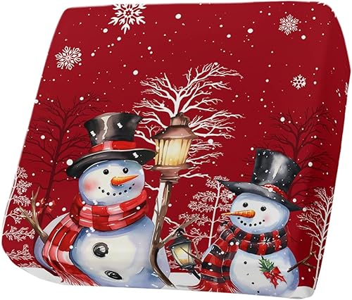 Fundas de cojín para sofá de Navidad, funda elástica para sofá con parte inferior elástica, fundas de sofá de invierno con muñeco de nieve y árbol