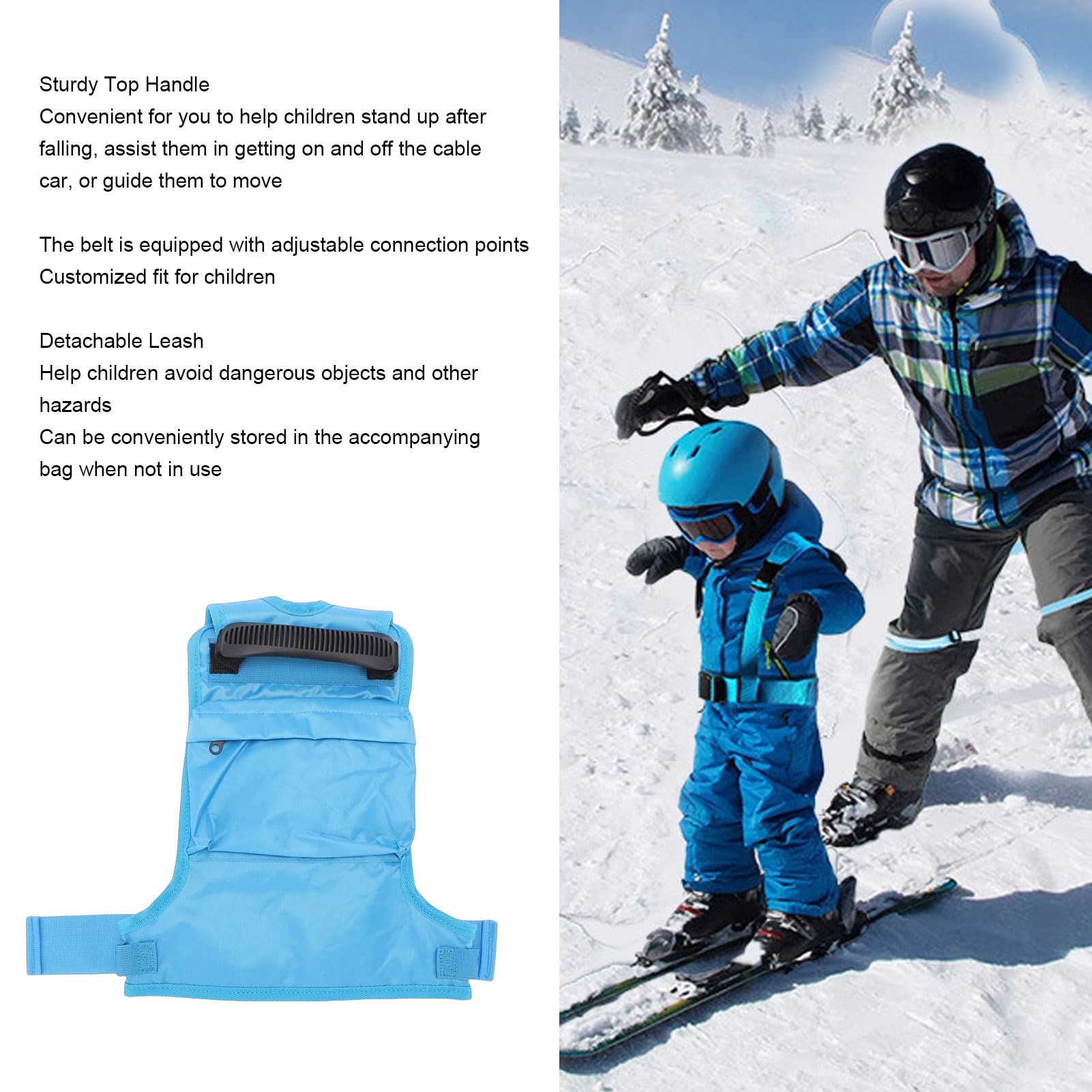 Harnais de ski réglable pour enfants - En nylon PVC - Bleu