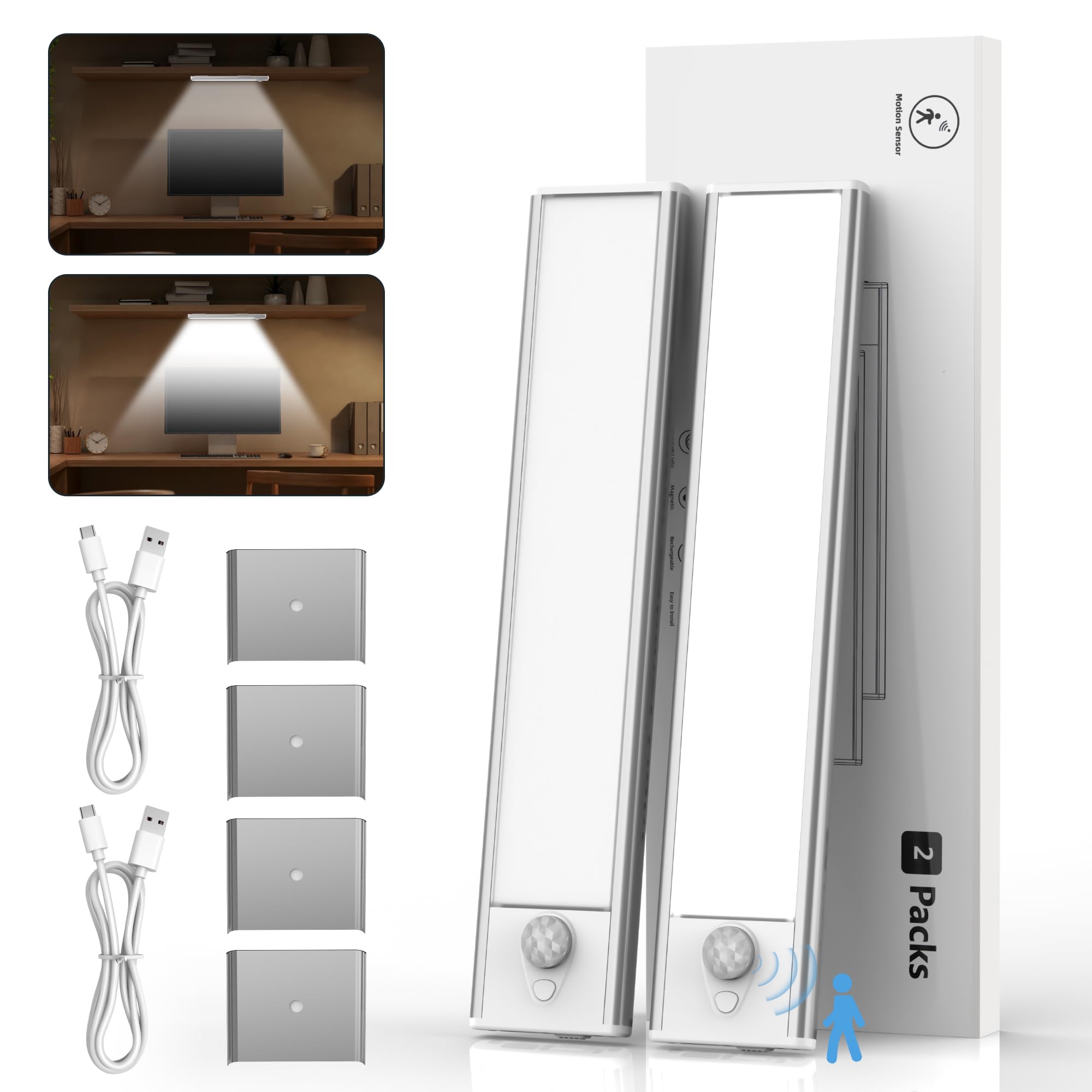 Luce Armadio LED con Sensore, 6000K di Luci led per Armadio Dimmerabile, 20CM Magnetica Ricaricabile Luce LED, Armadio Senza Fili Luce Notturna Lampada Armadio per Cucina Scale Soggiorno Bagno Camere