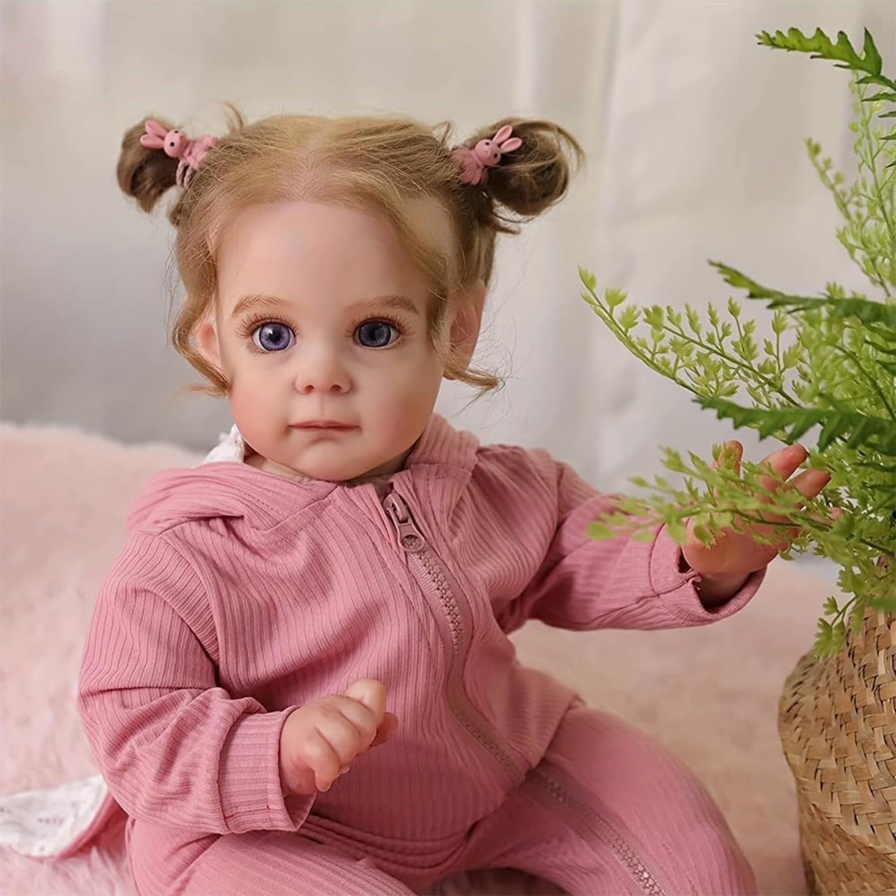 Lonian Reborn Puppe Mädchen 22 Zoll offene Augen realistische Puppen (Blaue Augen)
