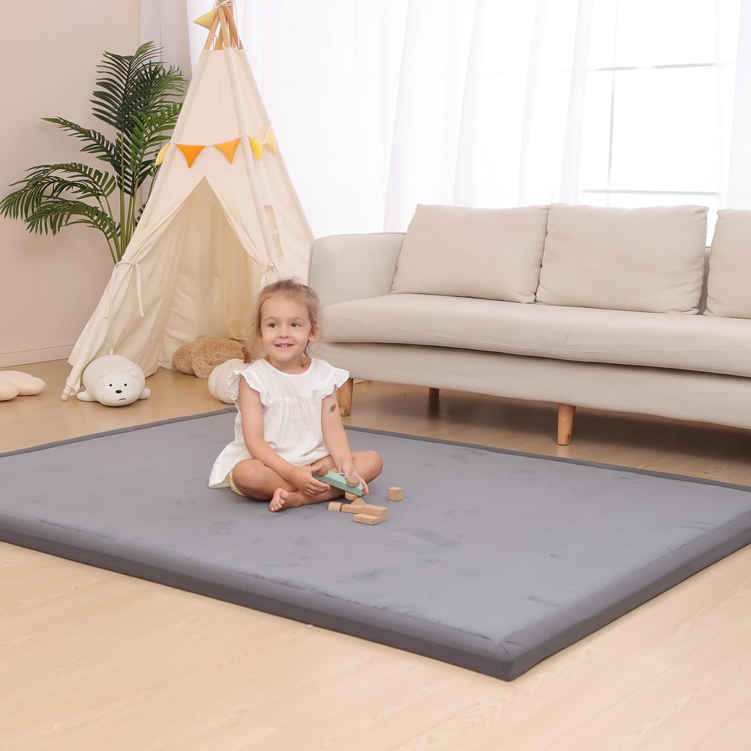 Baby Play Mat for Floor,1.2" Thick Memory foam Tummy Time