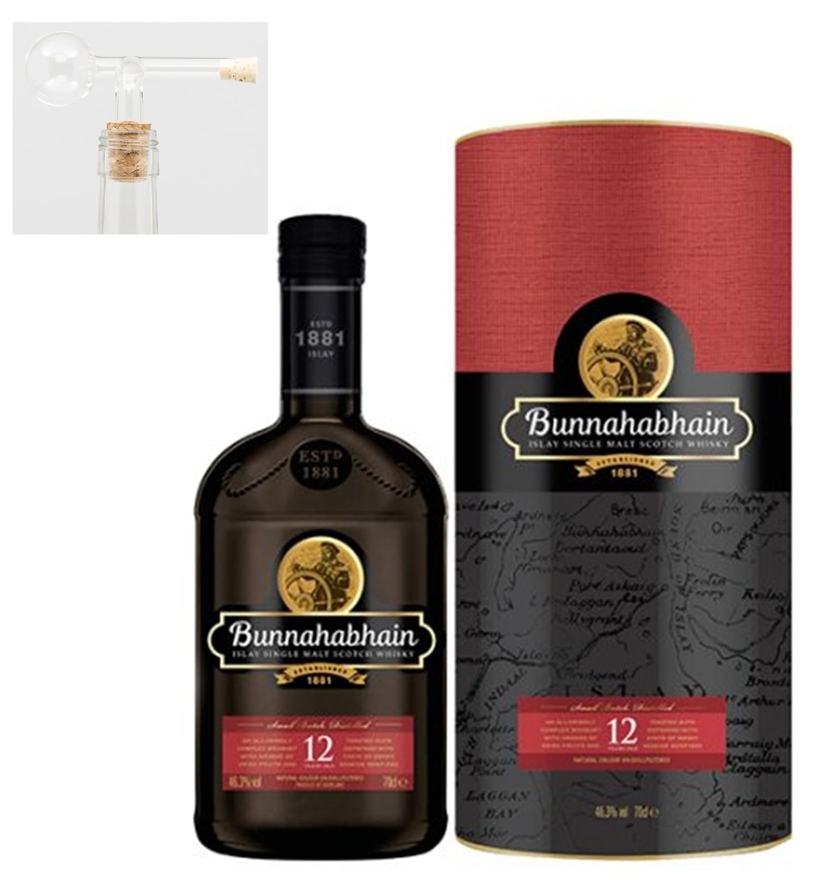 Bunnahabhain 12 Jahre scotch Single Malt Whisky 0,7L mit Portionierer