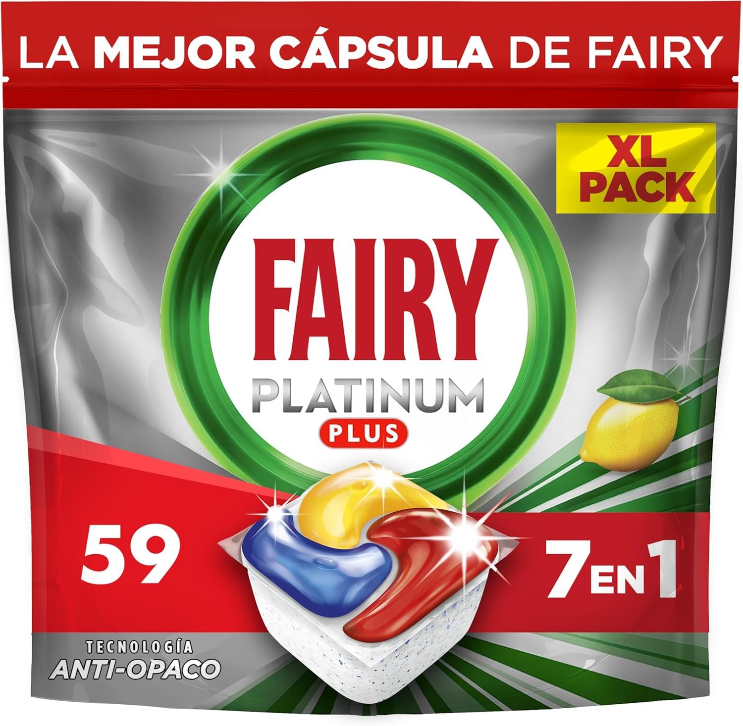 Fairy Platinum Limón, Cápsulas De Lavavajillas Todo En Uno, 126 Cápsulas + Fairy Platinum Plus 59 Cápsulas,Para Los Restos Más Difíciles,Limpia Incluso La Grasa De Los Filtro(El embalaje puede variar)
