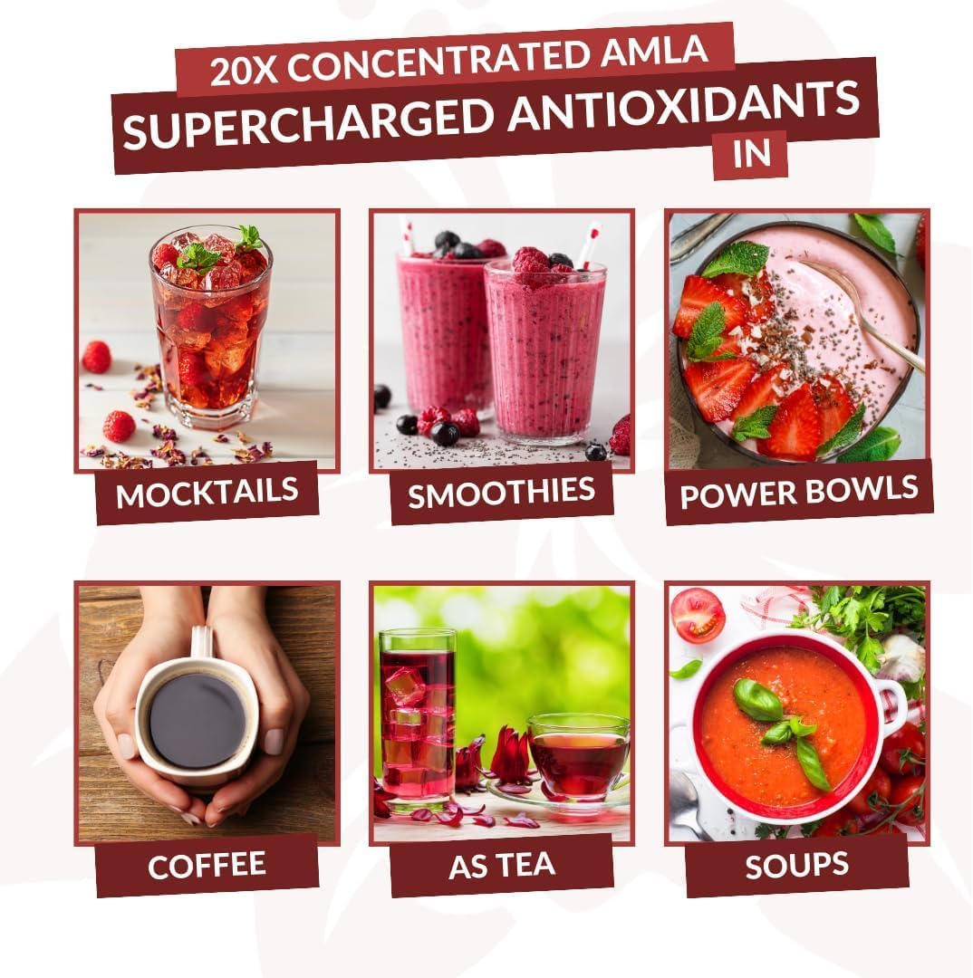 Amla Powder & Green Tea Superfood Supplement, Antioxidant Support, Made with Pumpkin Spice (90 servings) & Hibiscus (30 servings), Organic, Vegan