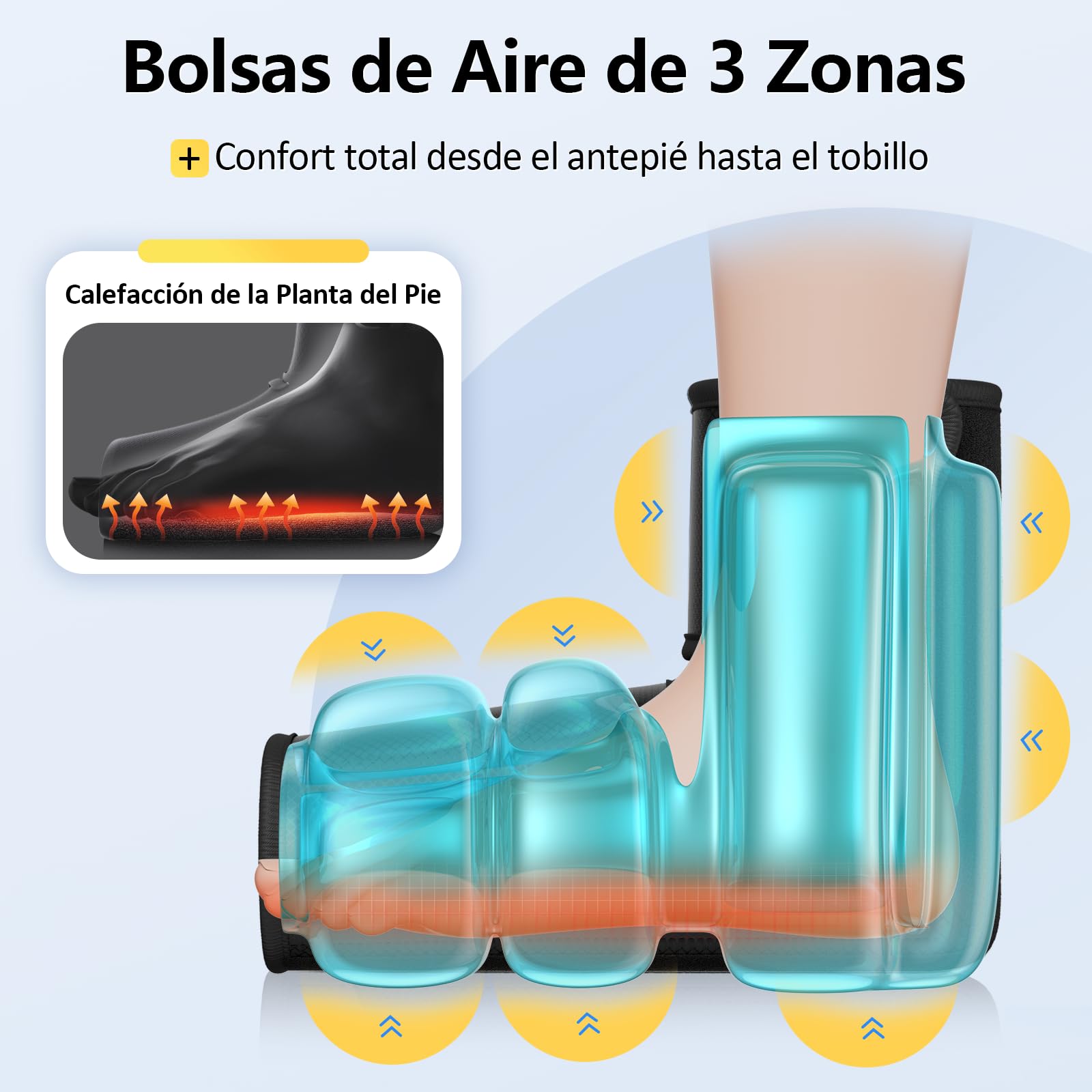 Comfytemp Masajeador de Pies Inalámbrico, Masaje de Compresión, Batería 2500mAh, Calefacción para los Pies, Masaje Personalizable para Tobillos, Talones, Plantas y Empeines, Adecuado para Papá y Mamá