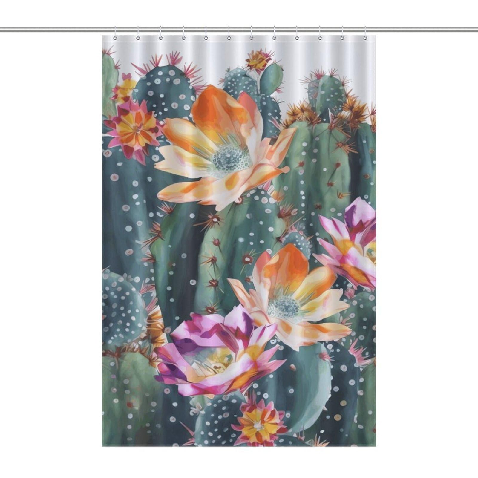 Rideau de douche moderne vert en tissu lavable 122x183 avec 12 crochets floral