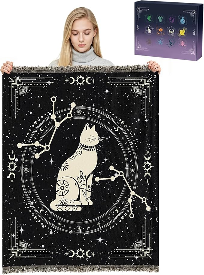 Virgo Throw Blanket Gifts for Constellation Lovers, Star Sign Blankets Couch Bed Sofa Cover Astrology Christmas Tapestry Backdrop