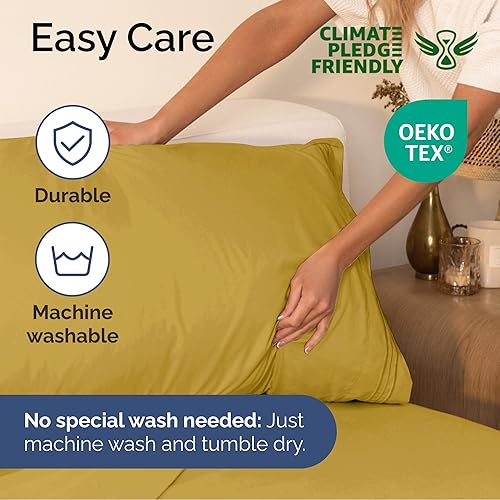 Vista 238 de Juego de sábanas de 4 piezas tamaño king, extrasuaves, transpirables y refrescantes con esquinas profundas, sábanas de fácil ajuste y sin arrugas