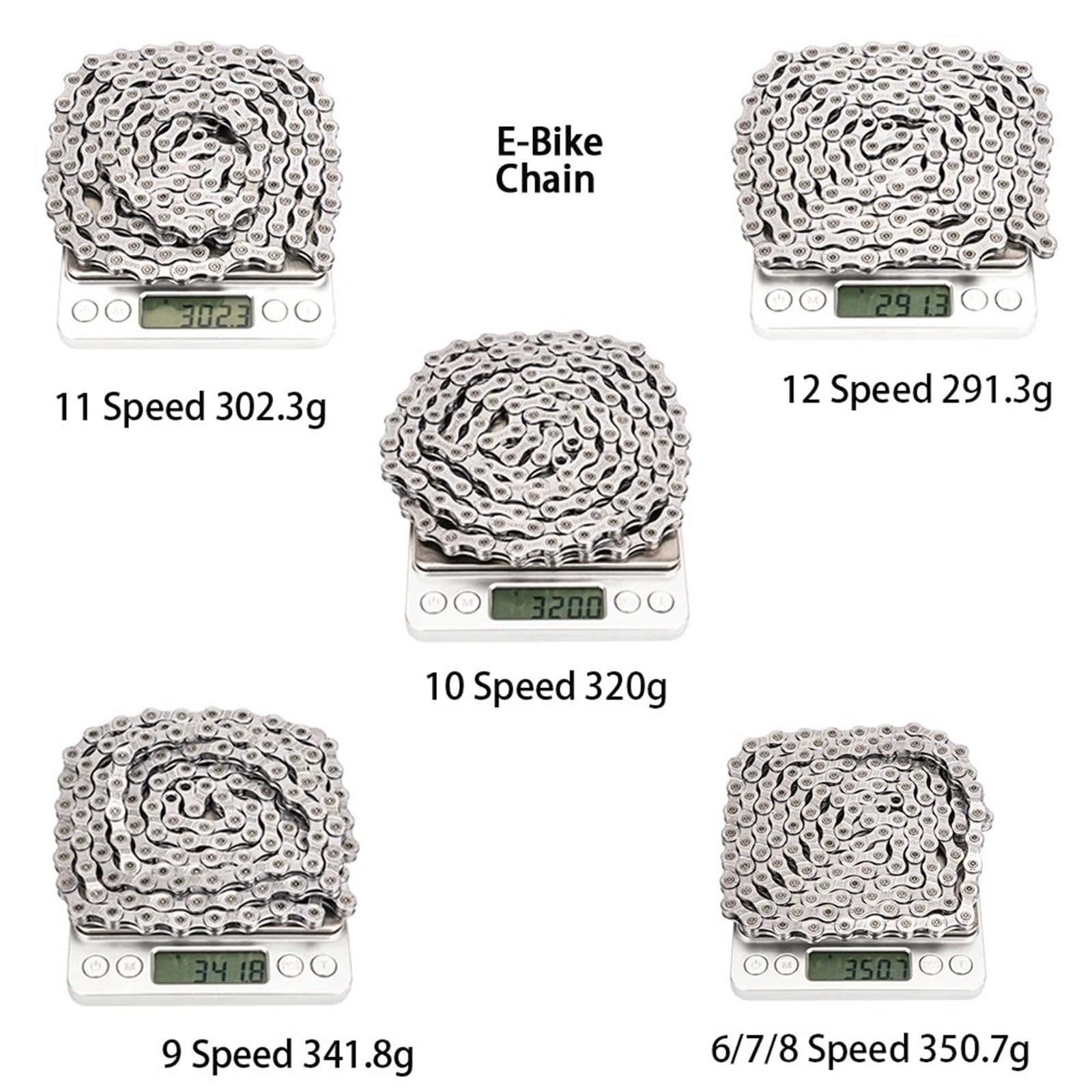 Générique Chaîne De Vélo Électrique 6 7 8 9 10 11 12 Vitesses, 136 Maillons, Argent, Pièces De Vélo Électrique Durables Antirouille