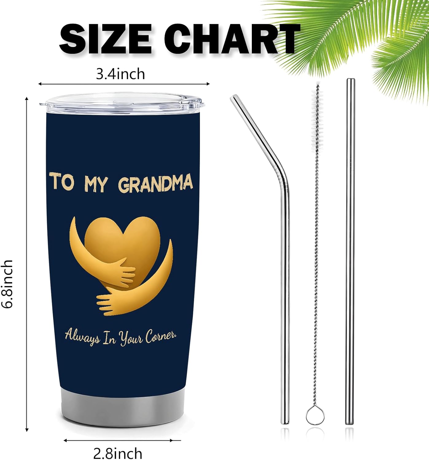 Grandma Gift Cup - Heartfelt Support Message, 20oz Tumbler for Birthday Christmas Mother's Day, Travel-Ready Keepsake from Granddaughter or Grandson, Grandmother Appreciation - Image 5