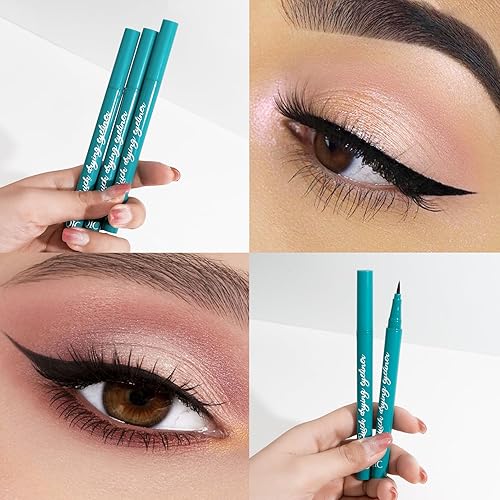 Miniatura 7 de QIC Delineador de ojos lápiz delineador de ojos, negro, impermeable y a prueba de manchas, delineador líquido para mujeres y niñas, mate, de larga