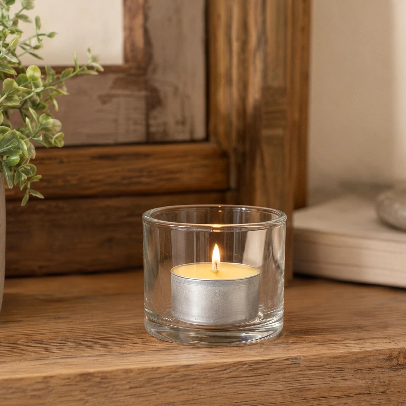 Paquete de 50 velas de cera de abeja pura, vasos de aluminio