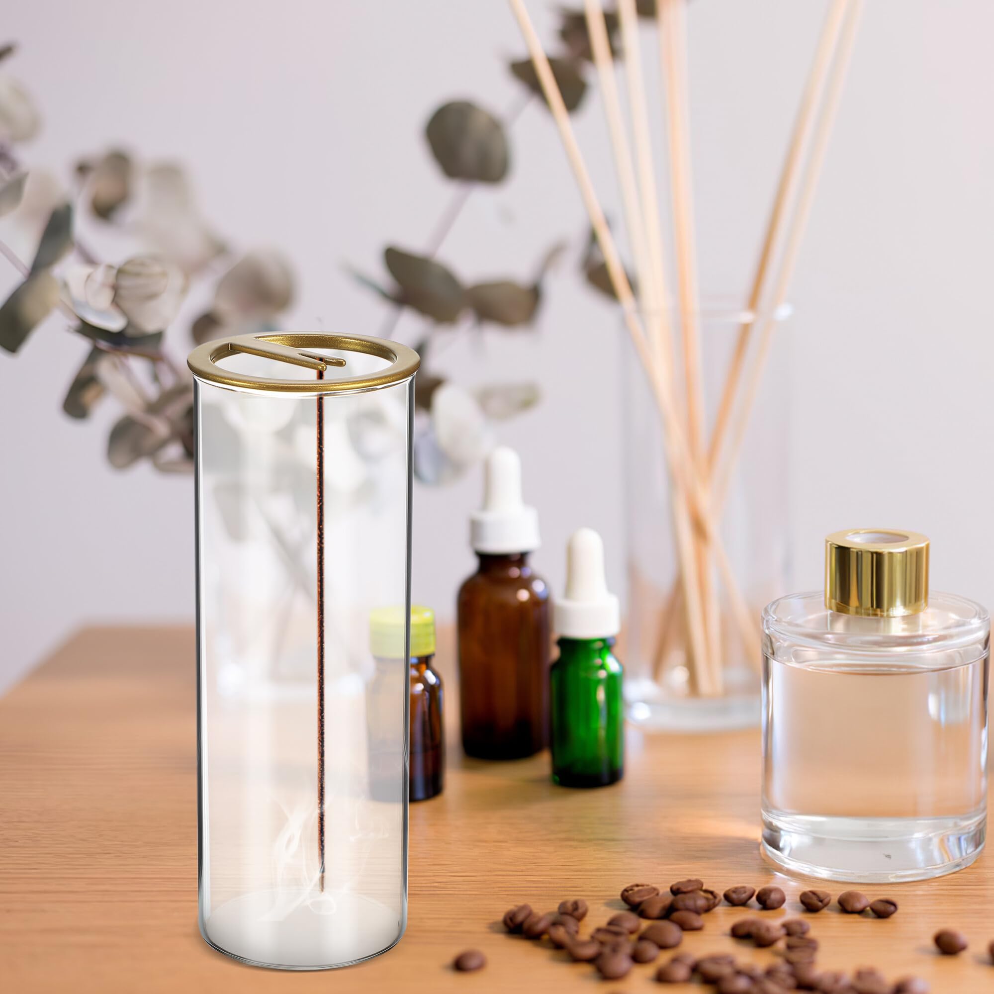 Porta Incienso de Cristal 2 Piezas de Borosilicato Tapa