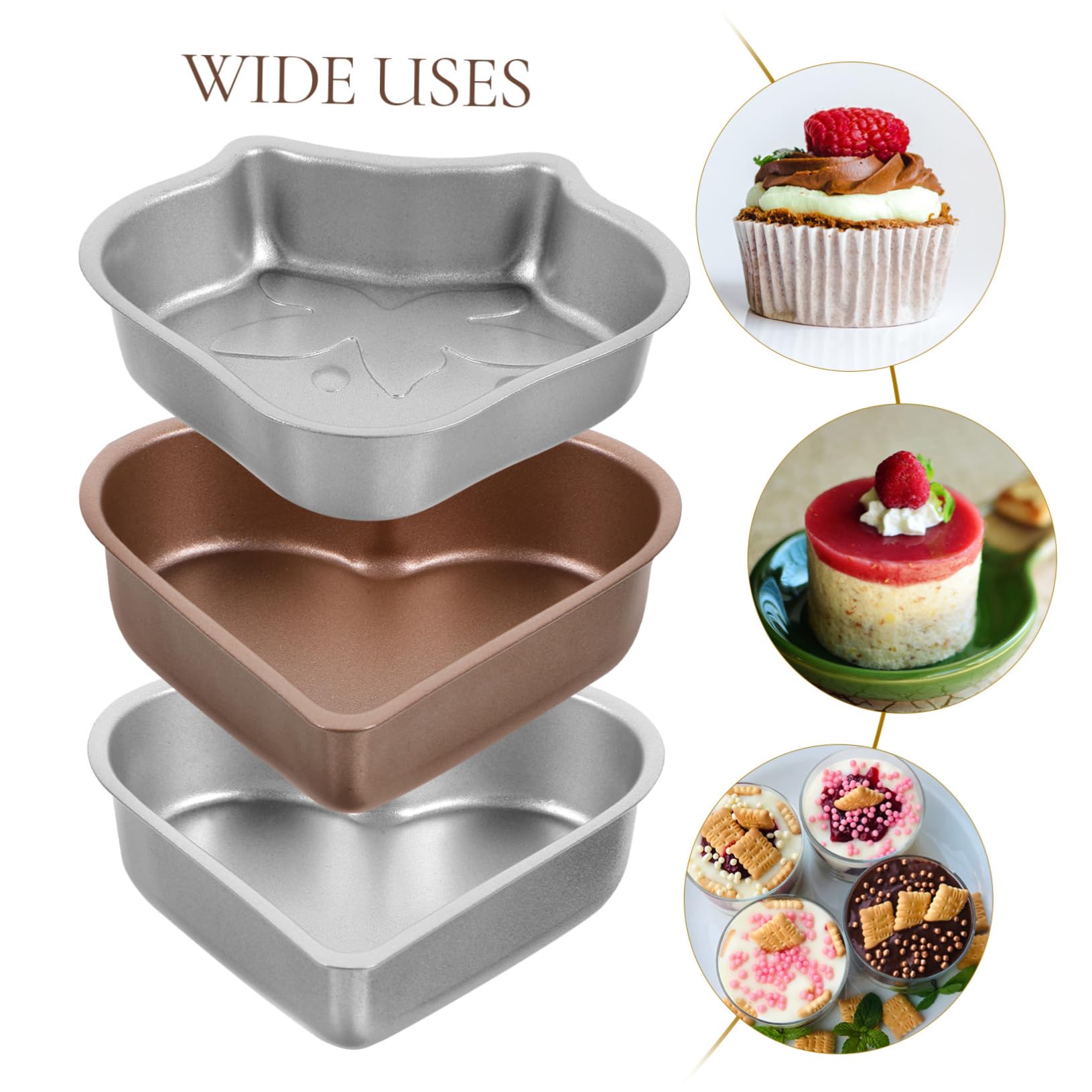 Cabilock 5 Juegos Mini Molde Para Pastel Molde En Forma De Corazón Molde Muffins Moldes De Gelatina Antiadherentes Bandeja Para Hornear De Bricolaje Acero De Alto Carbono 3 Piezas * 5