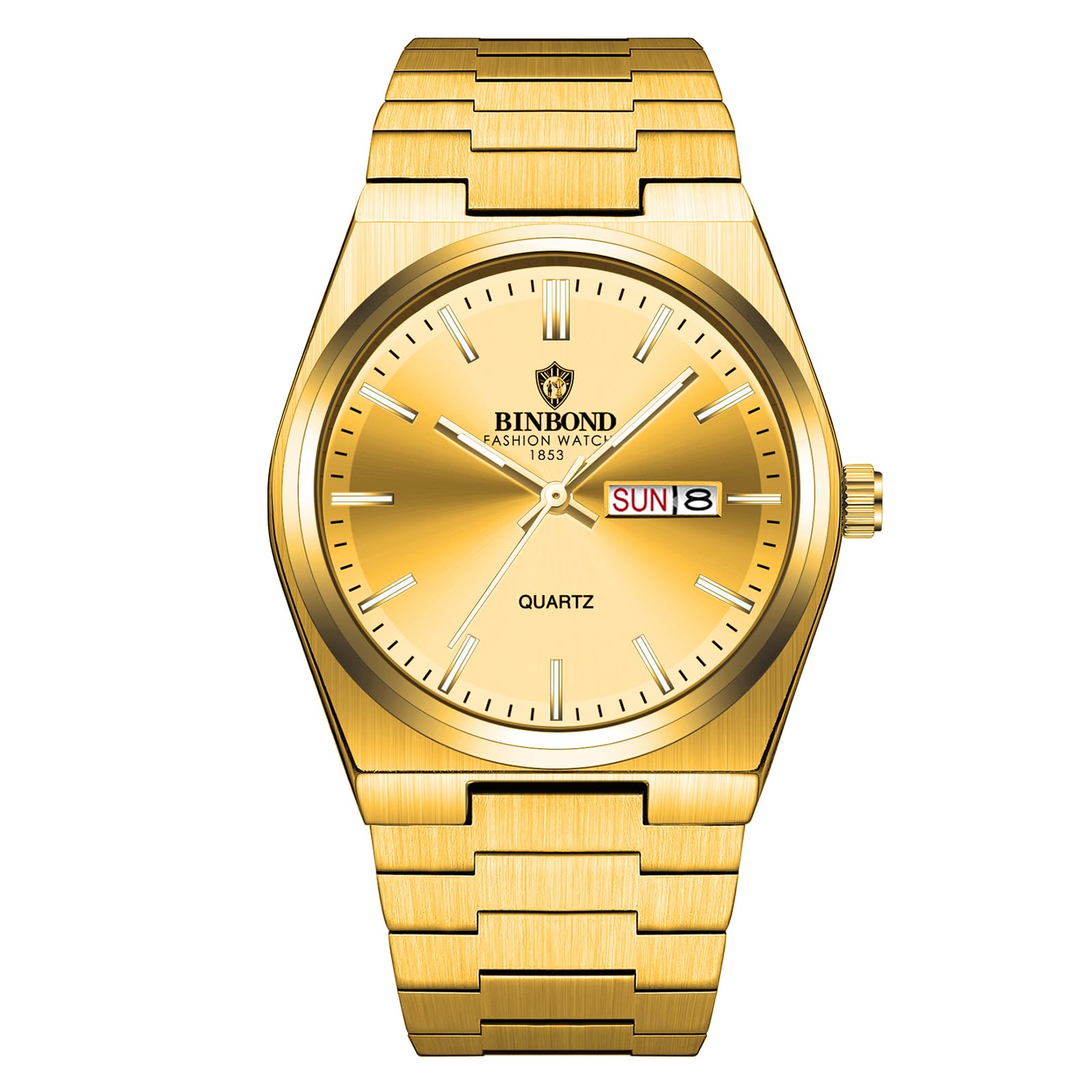 JewelryWe Orologio Uomo Acciaio Inox – Quarzo, Datario, Lancette Luminose, Impermeabile 3 ATM, 43 Mm