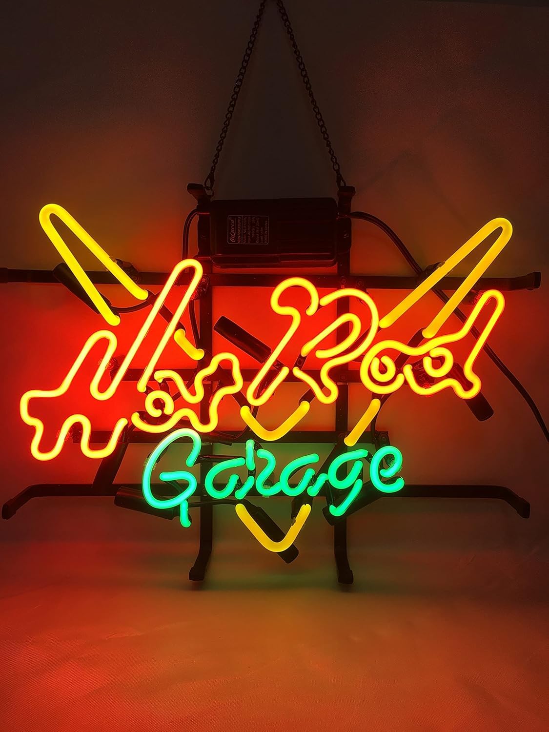 Cartel de neón Hot Rod Garage Luz de neón para cerveza, pub, hogar, garaje, Deor Man, Cueva, ocio, sala de juegos, lámpara de pared