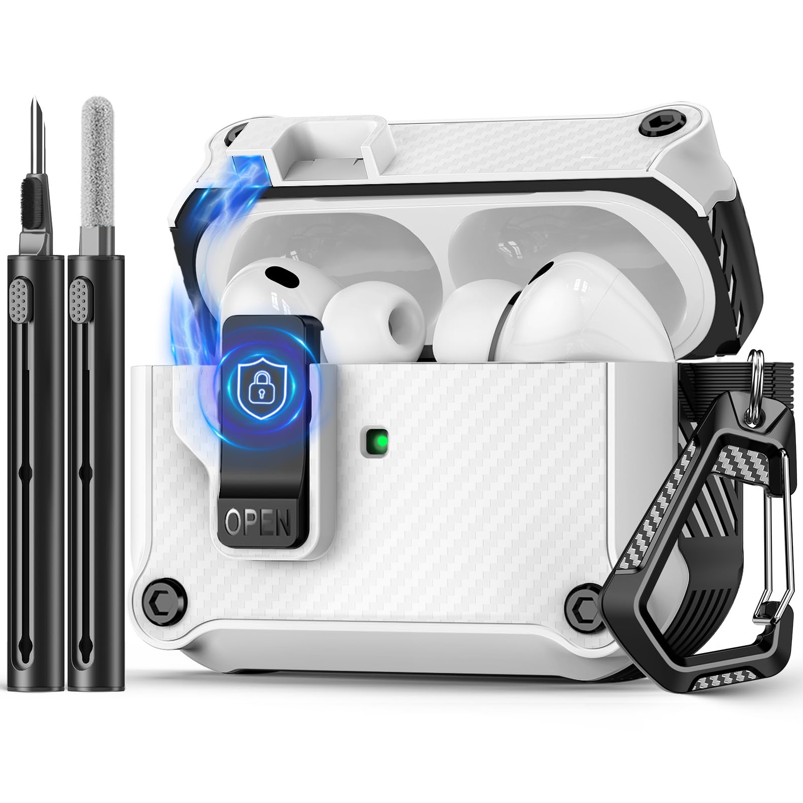 Pohgelan Compatible with AirPods Pro 3 Case Carbon Fiber Texture(White)