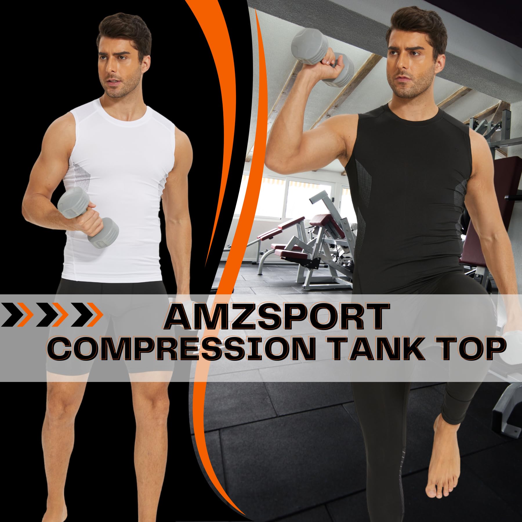 AMZSPORT Tank Top męska koszulka kompresyjna, bez rękawów, koszulka funkcyjna, oddychająca koszulka do biegania