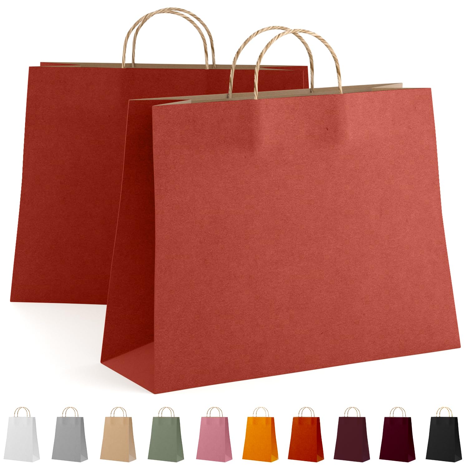 PUREVACY Kraft Paper Bags with Handles. Biodegradable 150 GSM Paper Shopping Bags with Handles for Any Occasion