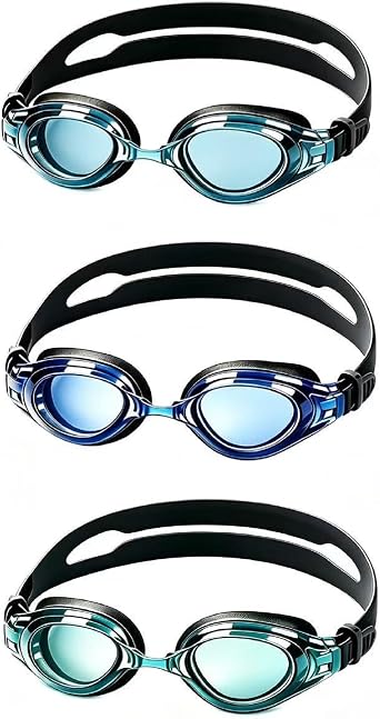3 Pack Swim Goggles for Adults & Teens, Anti-Fog UV400 Protection