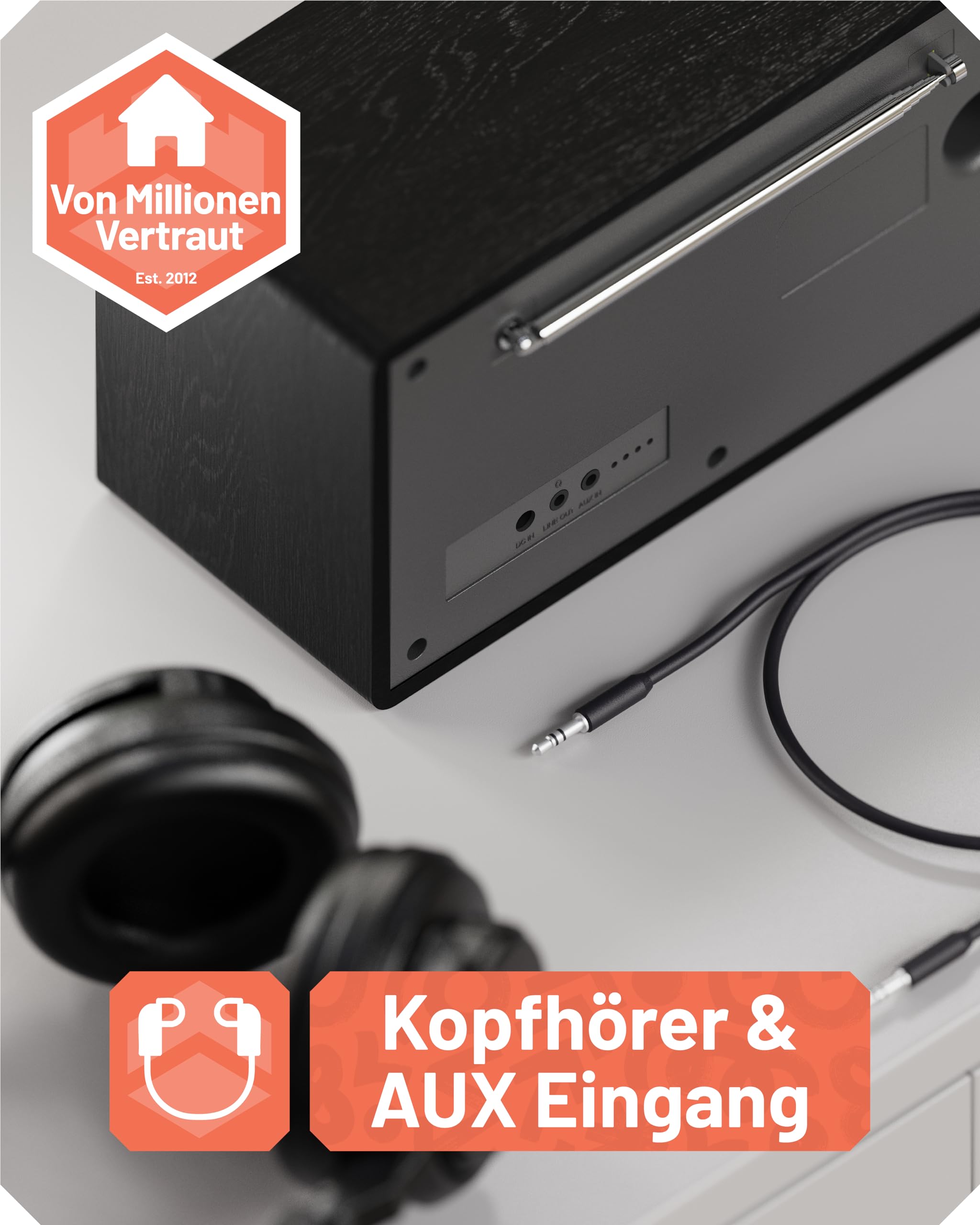 OAKCASTLE IR200 Internetradio WLAN DAB+ Bluetooth Kompakt Digitalradio UKW mit Fernbedienung EQ Dimmbares Farbdisplay