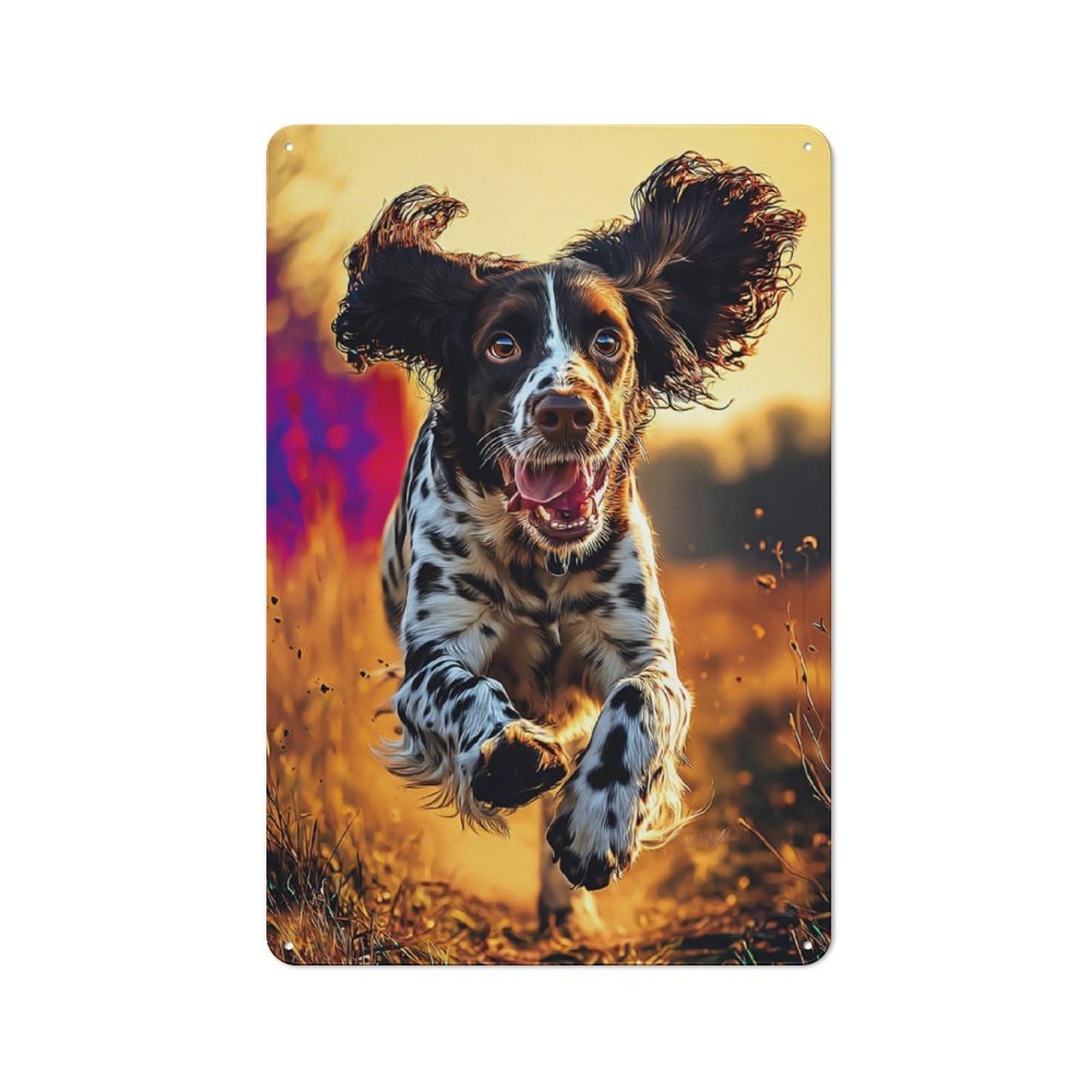 Junmoney Springer Spaniel In Motion -1 Retro-Style Metal Sign 30X20cm For Garage Or Workshop, A Moving-Home Gift For Collectors Of Tin Signs