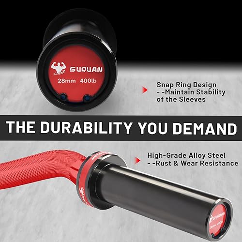 Miniatura 4 de Olympic EZ - Barra de pesas olímpica, 400 libras, barra de peso olímpica, barra de peso de 4 pies con agarre moleteado para placas de peso de 2