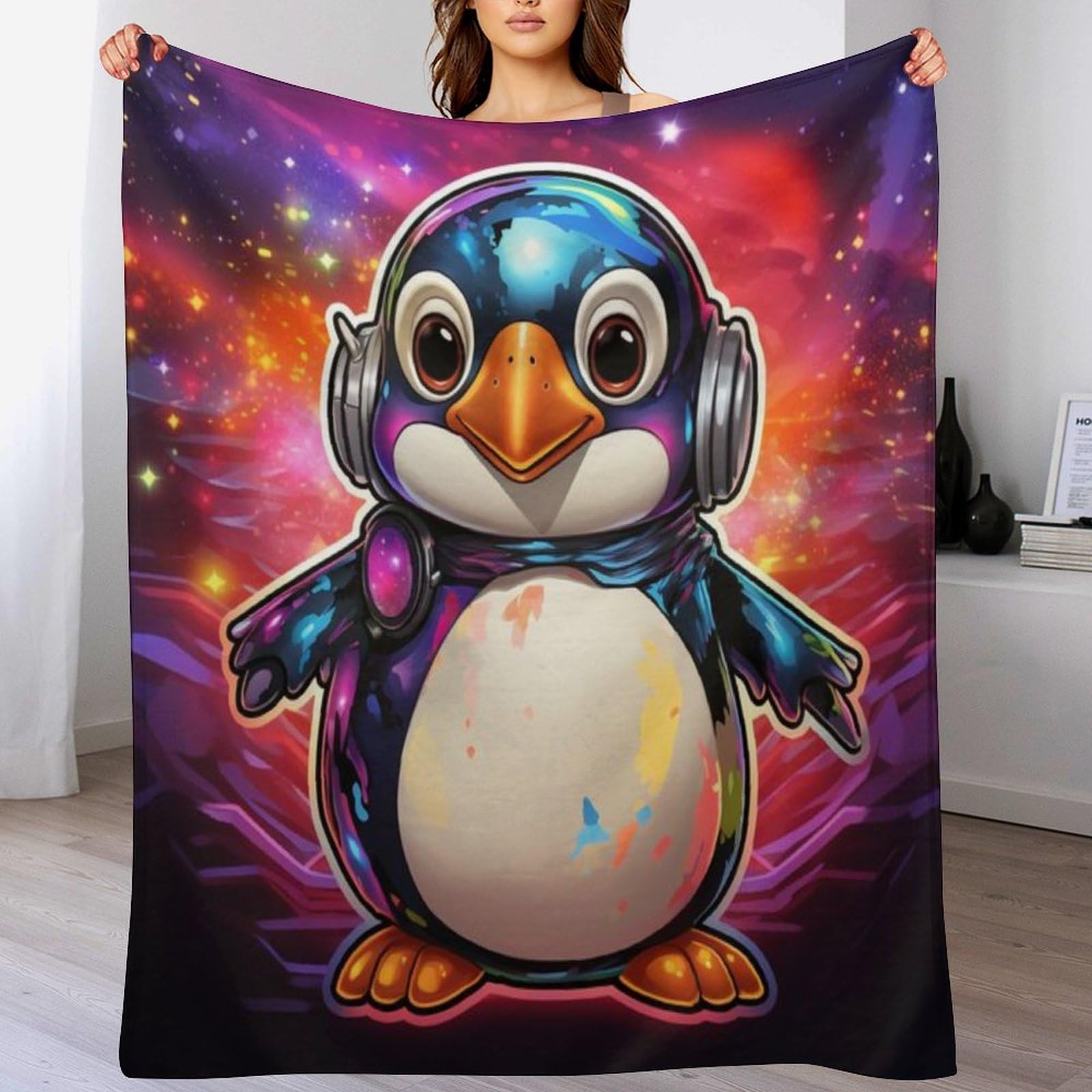 Couverture polaire pingouin légère contre le froid pour canapé et lit d'appoint