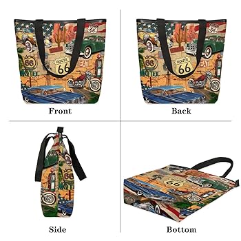 Amazon.com: TKBXAEG Canvas Tote Bag for Women Men Route 66