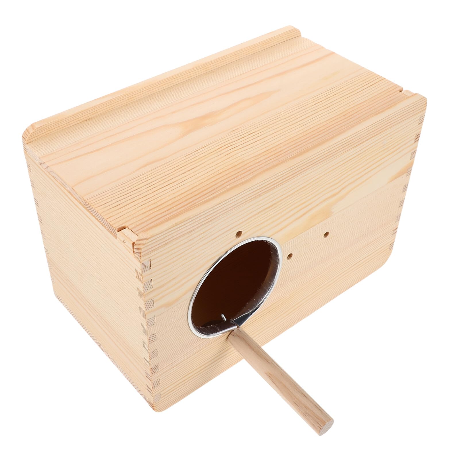 Caja de Cría de Loros de Madera Maciza para Nido de Cría de Periquitos Colgante para Jardín Patio Nido para Cacatúas y Agapornis