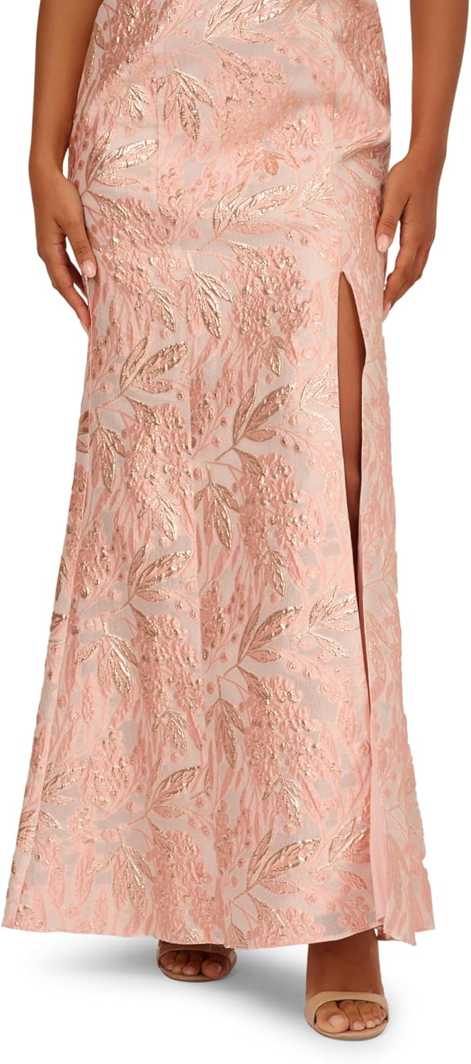 Adrianna Papell 3D Floral Jacquard Gown